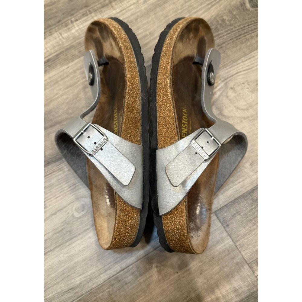 Birkenstock Silver Gizeh Sandal Size 38/ US 7 - Picture 4 of 6
